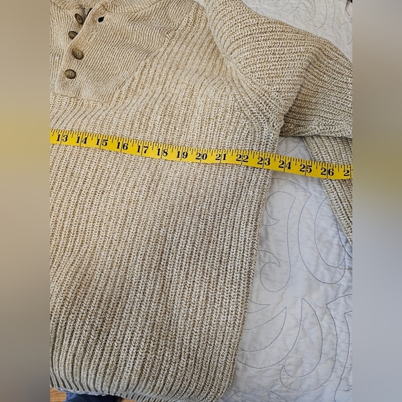 Eddie Bauer Cozy Cream Knit Henley Sweater Men's Size Large *See Spot - Picture 6 of 7